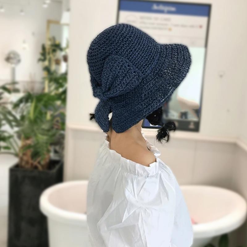 Lisslune | Retro Folding Straw Hat with Bow