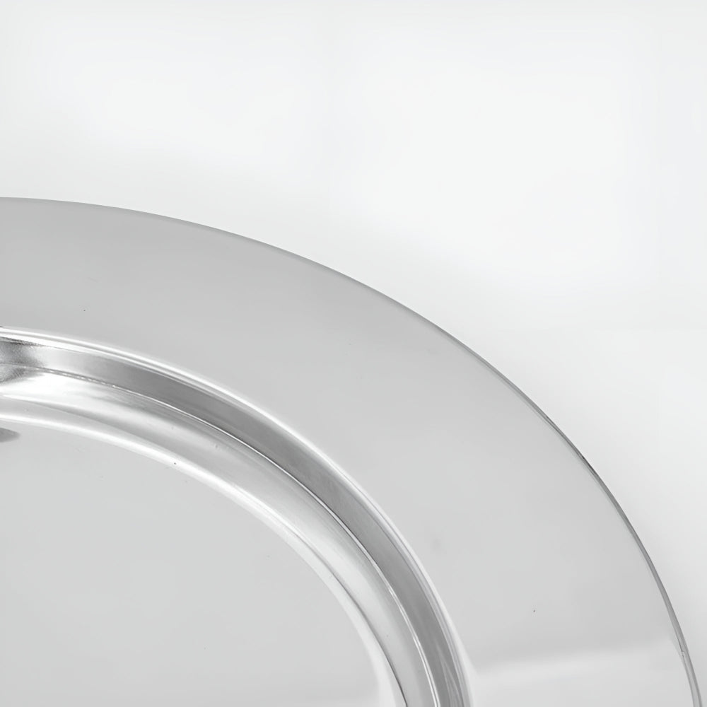 Lisslune | Elegant Stainless Steel Round Tray with Wooden Handles