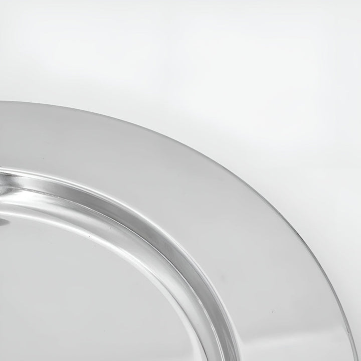 Lisslune | Elegant Stainless Steel Round Tray with Wooden Handles