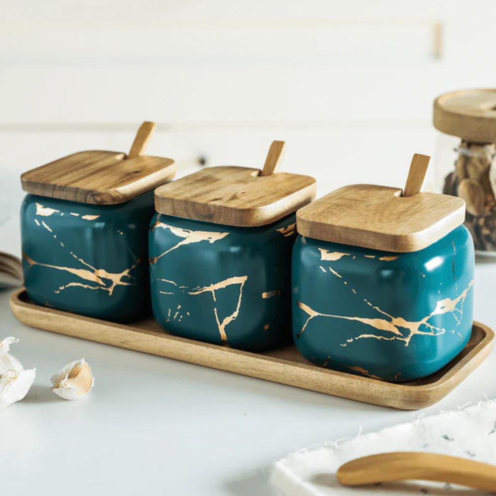 Lisslune | Royal Vein Porcelain Spice Jar Set