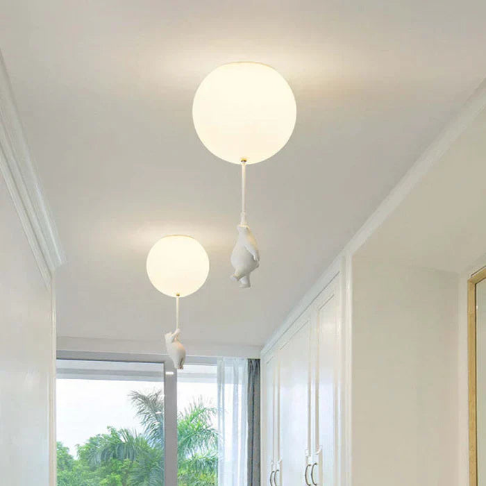 Lisslune | CloudBear Kids Ceiling Light – Bear & Balloon LED Pendant Lamp for Nursery and Bedroom Decor
