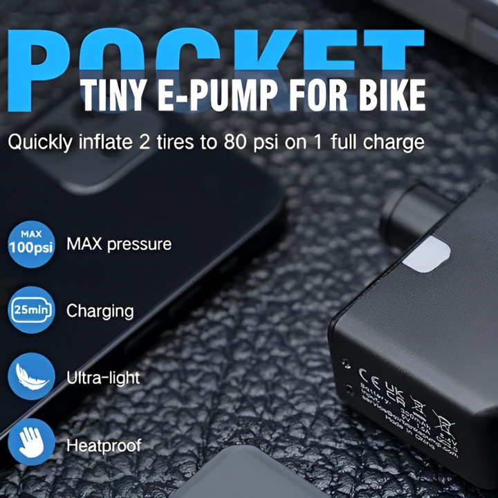 Lisslune | Ultra-Compact Mini Electric Bicycle Pump with Type-C Rechargeable Battery – Fits Schrader & Presta Valves