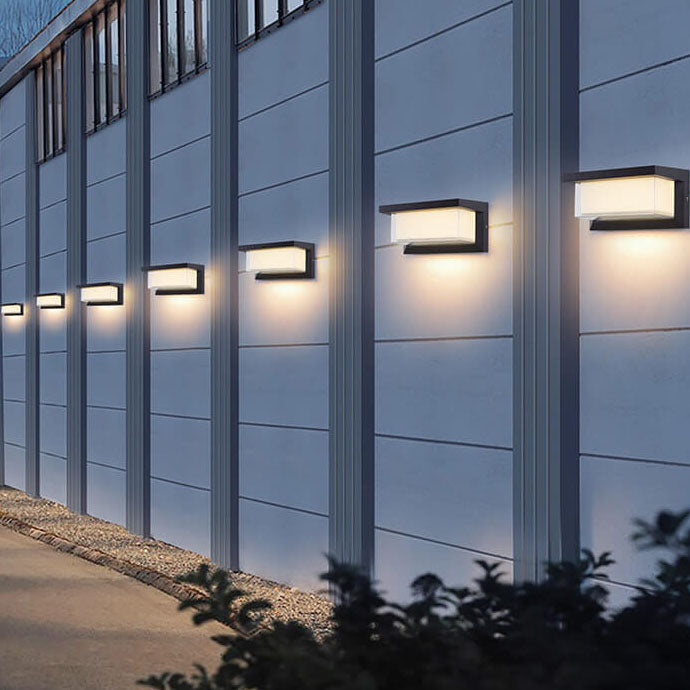 Lisslune | Modern Minimalist Solar Rectangle PC LED Outdoor Wall Light Lamp For Outdoor Patio