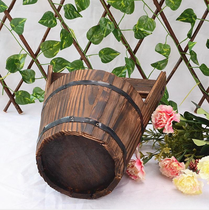 Lisslune | Wooden Bucket Planter in Barrel Design for Garden and Terrace – Decorative Flower Pots made of Wood