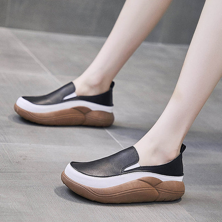 Lisslune | Thick Sole Low Cut Leather Shoes