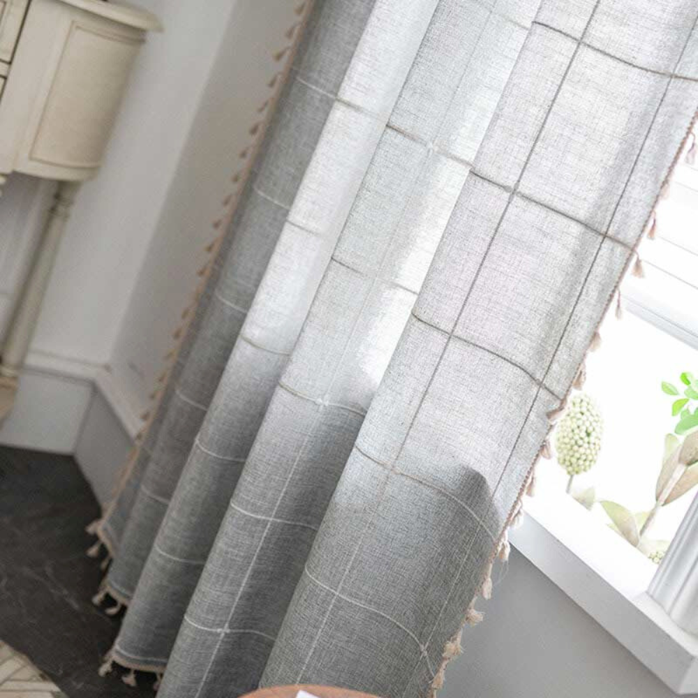 Lisslune | Plaid Tassel Semi-Blackout Curtains – Boho Style Drapes
