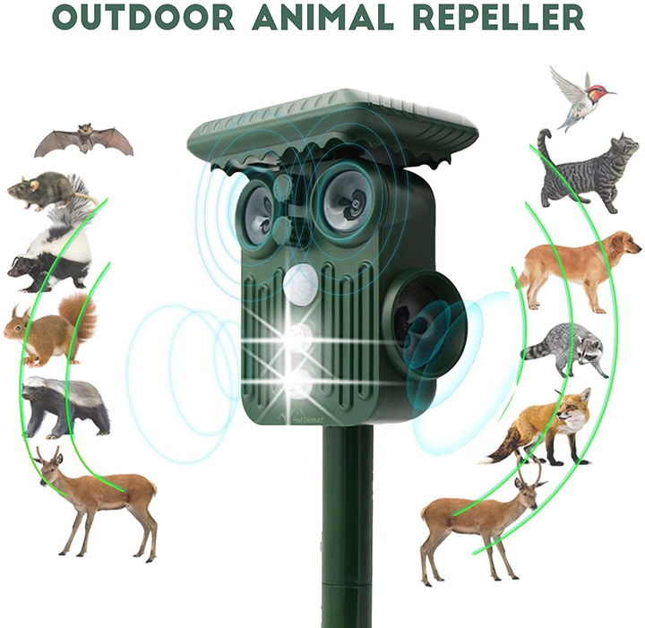 Lisslune | Ultrasonic Solar Deer Repeller | 5 Adjustable Modes. Waterproof & Eco-Friendly for Home Gardens and Yards