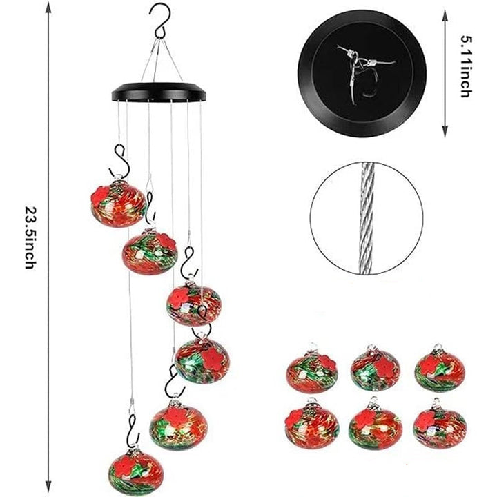 Lisslune | ChimeFeeder handcrafted glass hummingbird feeder with wind chime