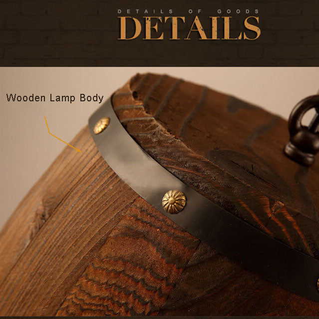Lisslune | BarrelGlow Vintage Pendant Light | Wood Wine Barrel Design | 1-bulb | Rustic Lighting