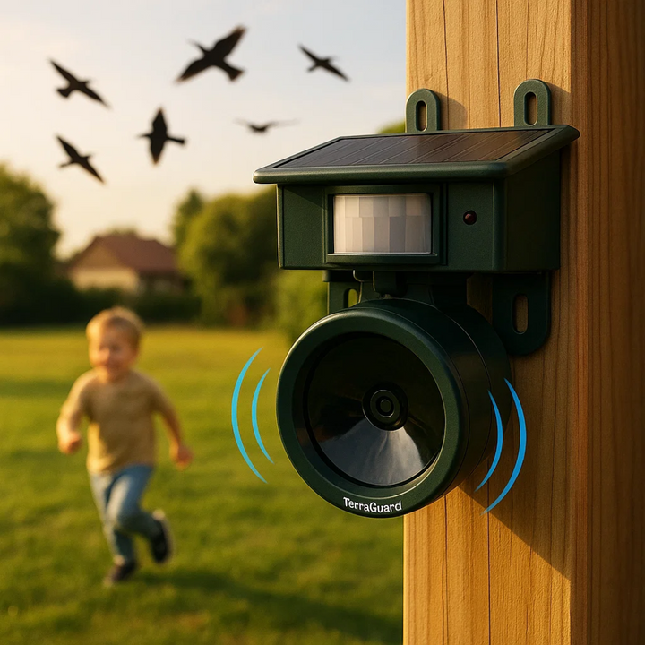Lisslune | TerraGuard – Weatherproof Solar Bird Repeller with PIR Motion Sensor & Natural Sound Deterrent