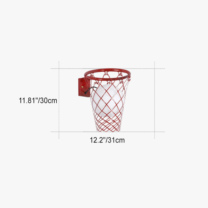 Lisslune | Slamora Children's Wall Light | Basketball Hoop Design | Glass & Metal | Art Deco Style | Bedroom Light