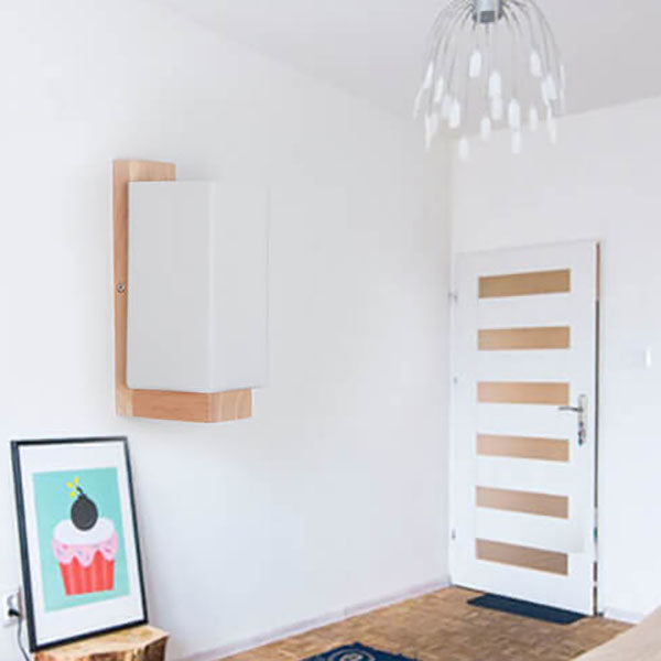 Lisslune | Modern minimalist solid wood square glass column 1-light wall sconces lamp