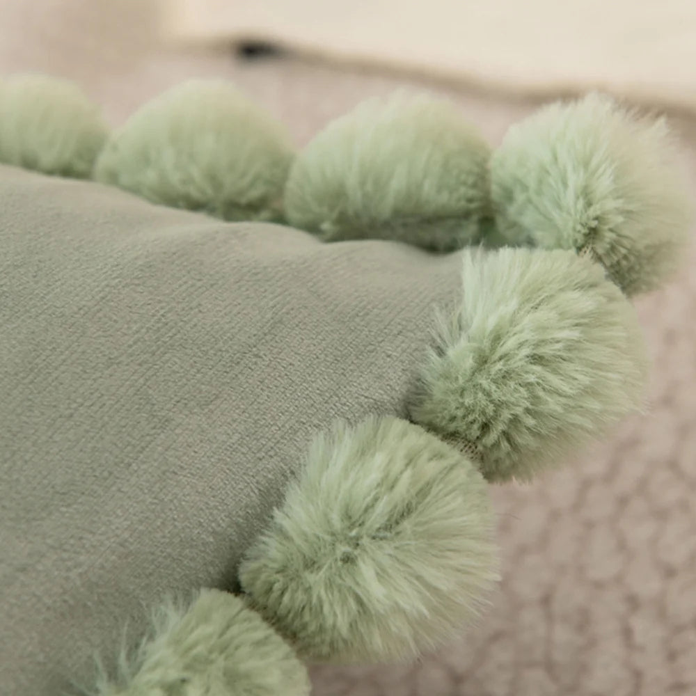 Lisslune | Velvet Pom-Pom Trim Cushion Cover