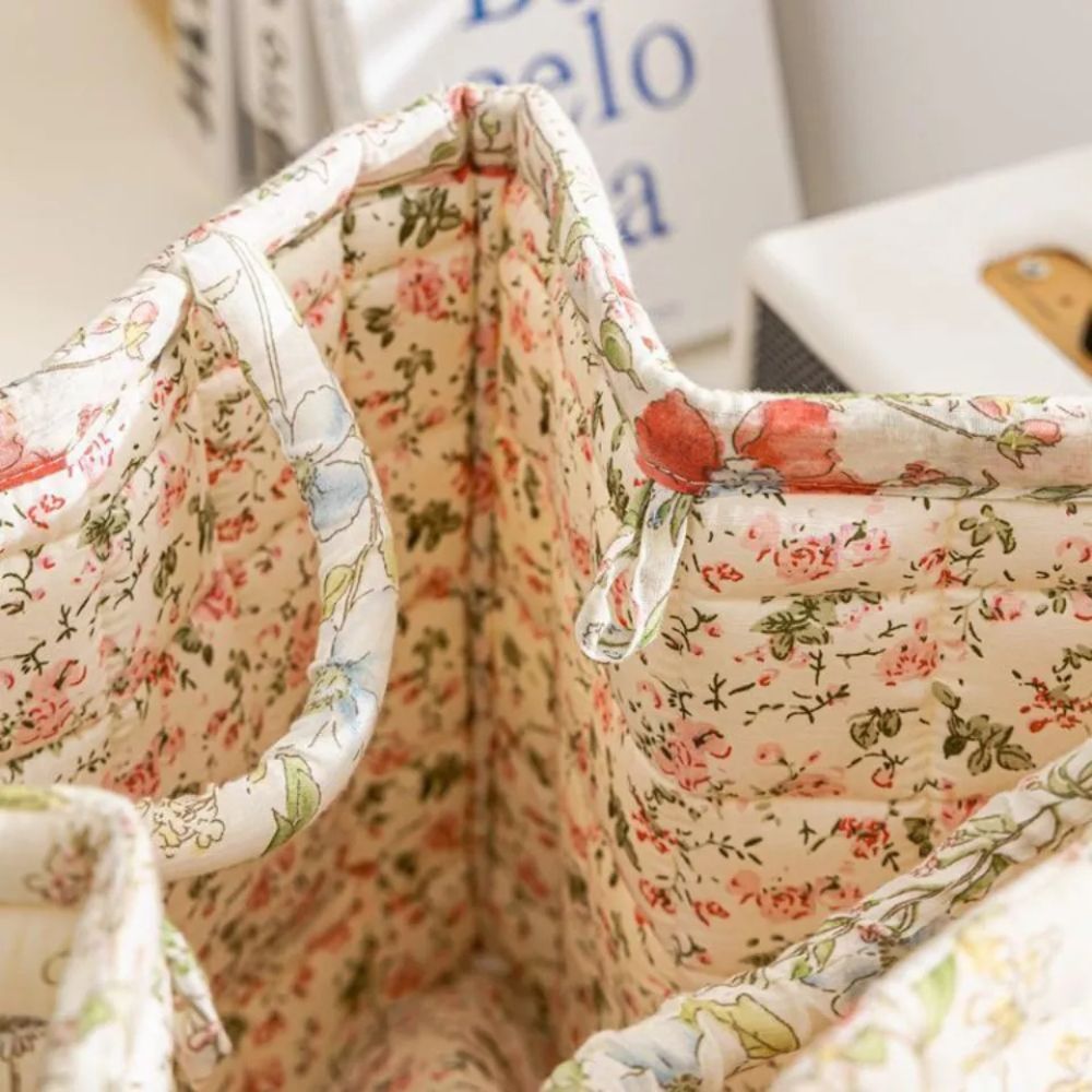 Lisslune | Delicate Floral Canvas Storage Basket