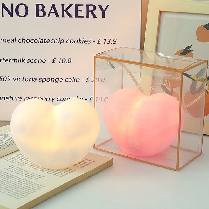Lisslune | LuvSphere Silicone LED Night Light | Heart-Shaped Design | Table Lamp | Warm Mood Light | Decorative