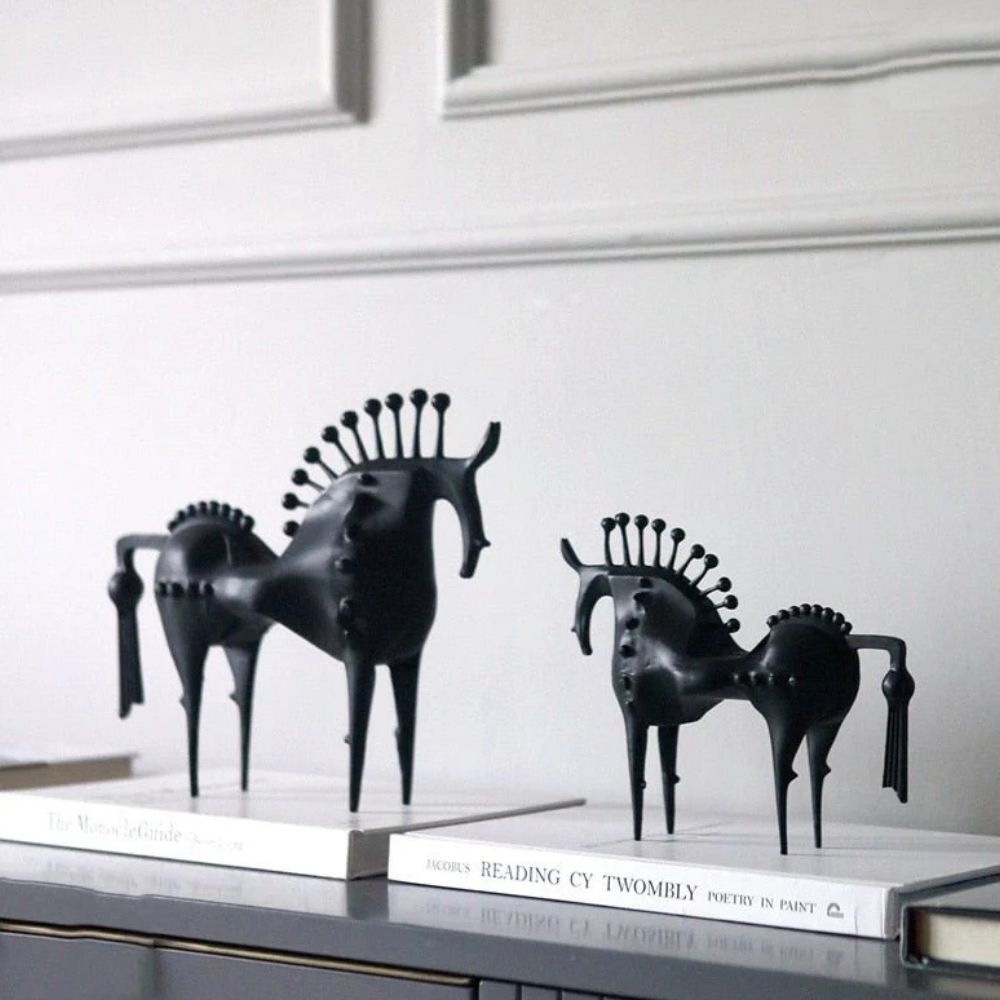 Lisslune | Black Stallion Metal Sculpture