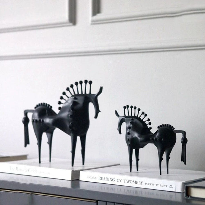 Lisslune | Black Stallion Metal Sculpture