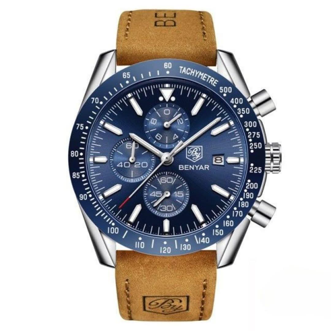 Lisslune | Men’s Waterproof Quartz Watch with Leather Strap