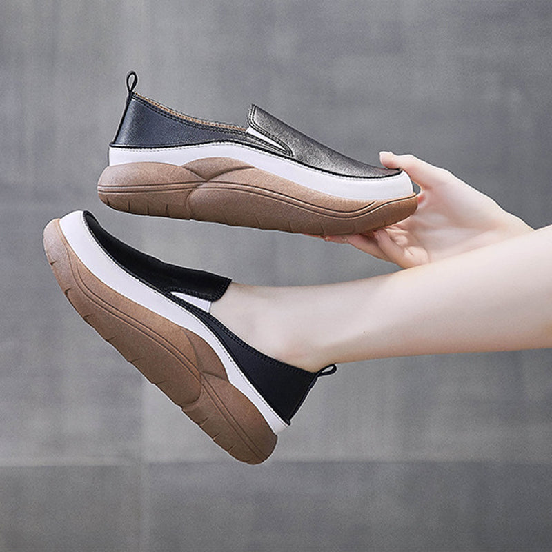 Lisslune | Thick Sole Low Cut Leather Shoes