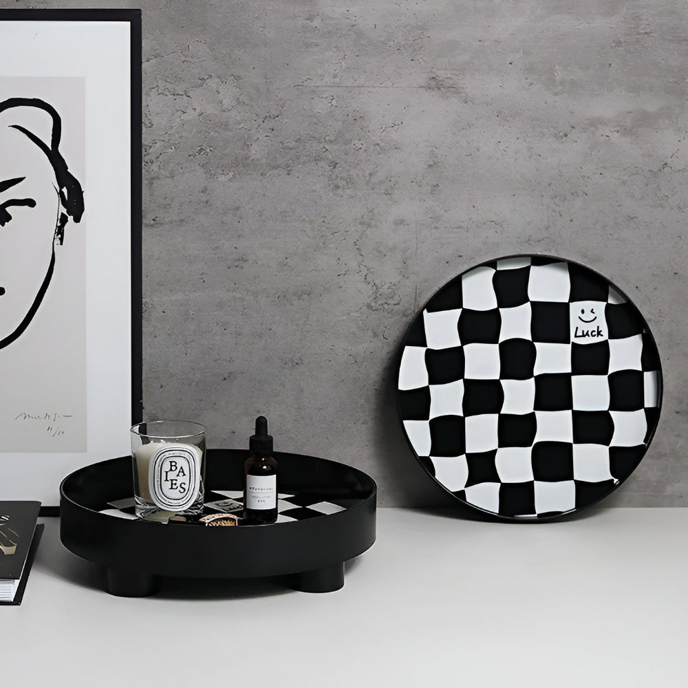 Lisslune | Round Checkerboard Storage Tray