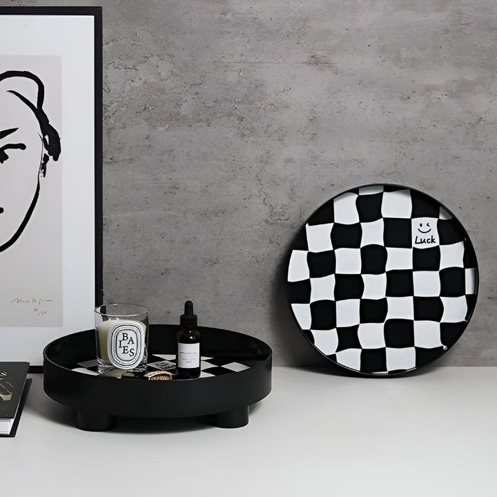 Lisslune | Round Checkerboard Storage Tray