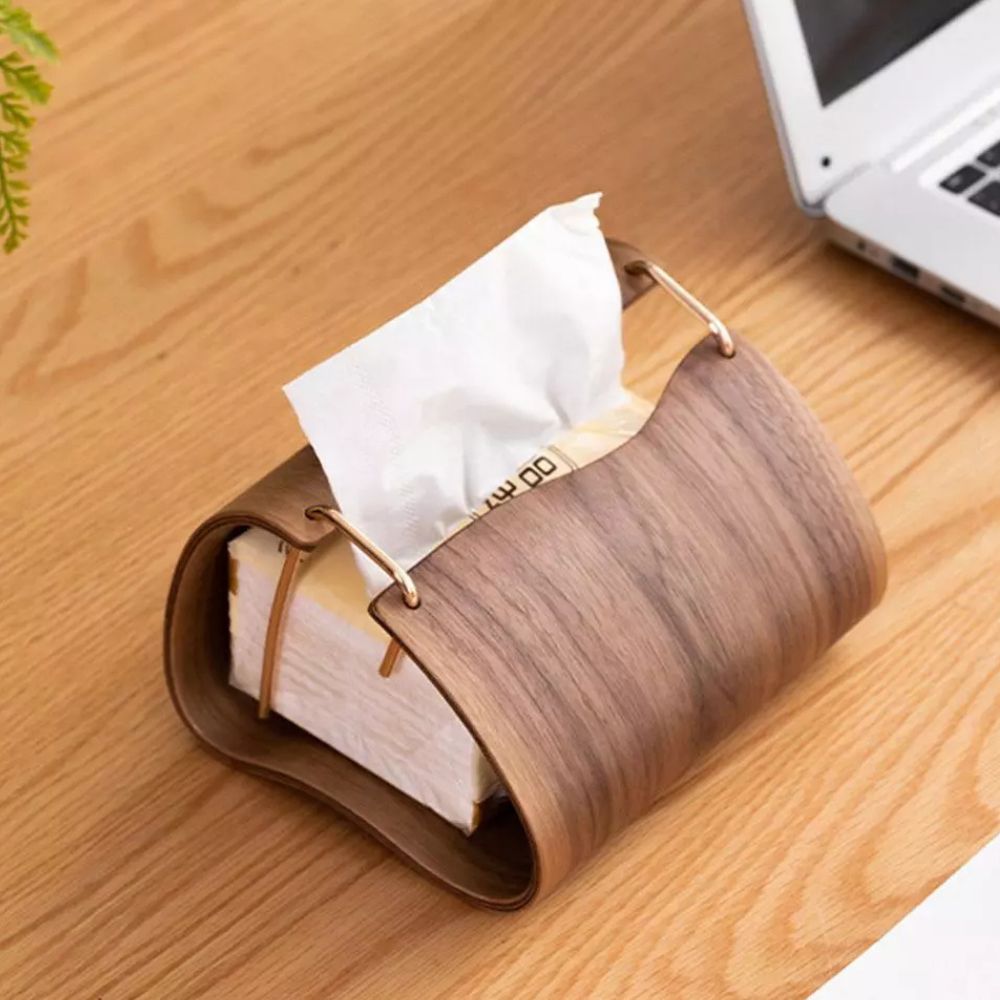 Lisslune | Wooden Brass Tissue Holder