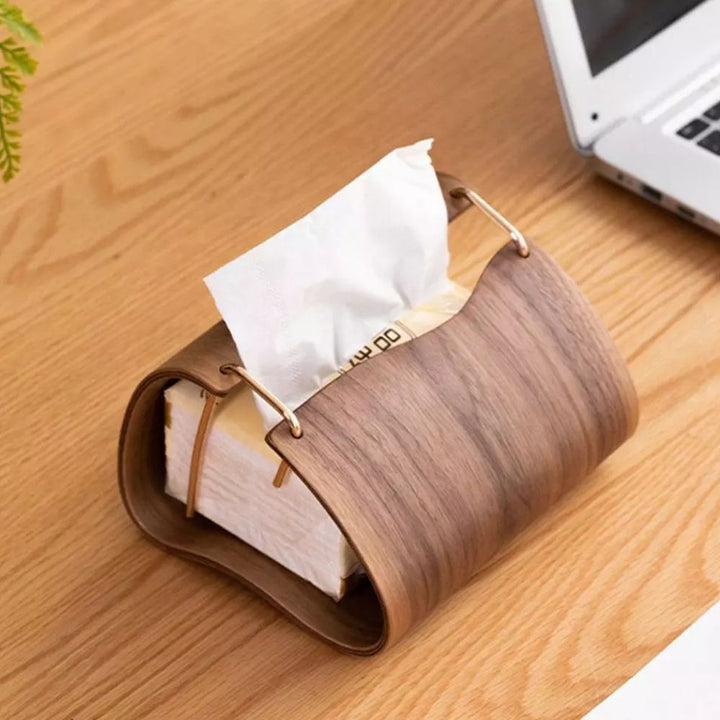 Lisslune | Wooden Brass Tissue Holder