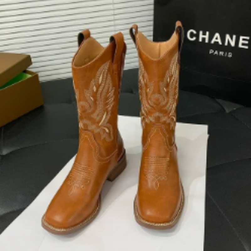 Lisslune | Western Style Boots Women with Pointed Toe and Block Heel, Cowboy Boots Women