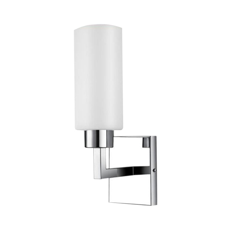 Lisslune | Rectangular Milk Glass Wall Lamp Modernist 1 Light Chrome Wall Light for Office