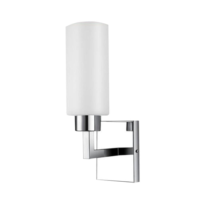 Lisslune | Rectangular Milk Glass Wall Lamp Modernist 1 Light Chrome Wall Light for Office