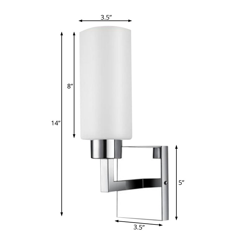Lisslune | Rectangular Milk Glass Wall Lamp Modernist 1 Light Chrome Wall Light for Office