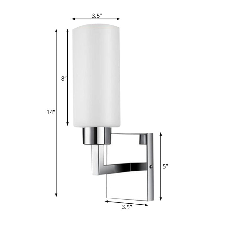 Lisslune | Rectangular Milk Glass Wall Lamp Modernist 1 Light Chrome Wall Light for Office
