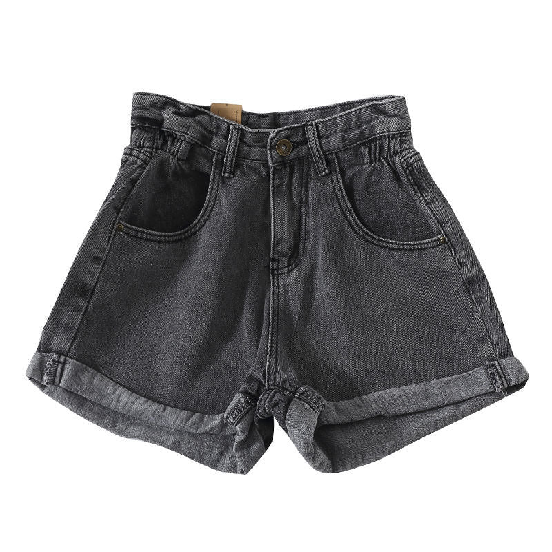 Women's High-Waist Denim Shorts with convertible hem and elastic waistband Lisslune