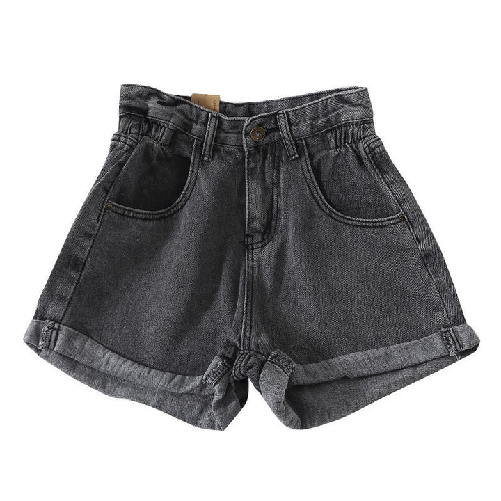 Women's High-Waist Denim Shorts with convertible hem and elastic waistband Lisslune