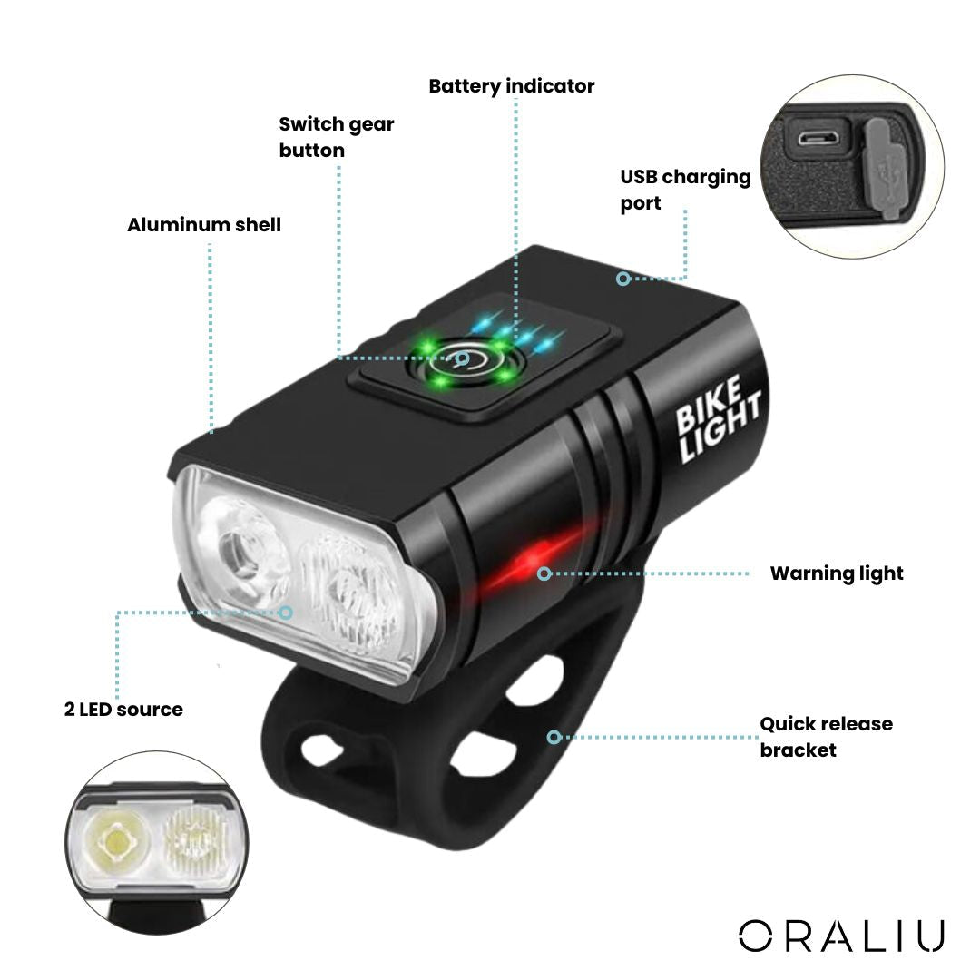 Lisslune | USB Rechargeable LED Bike Lights – 1000 Lumen Front & 500 Lumen Rear, Waterproof