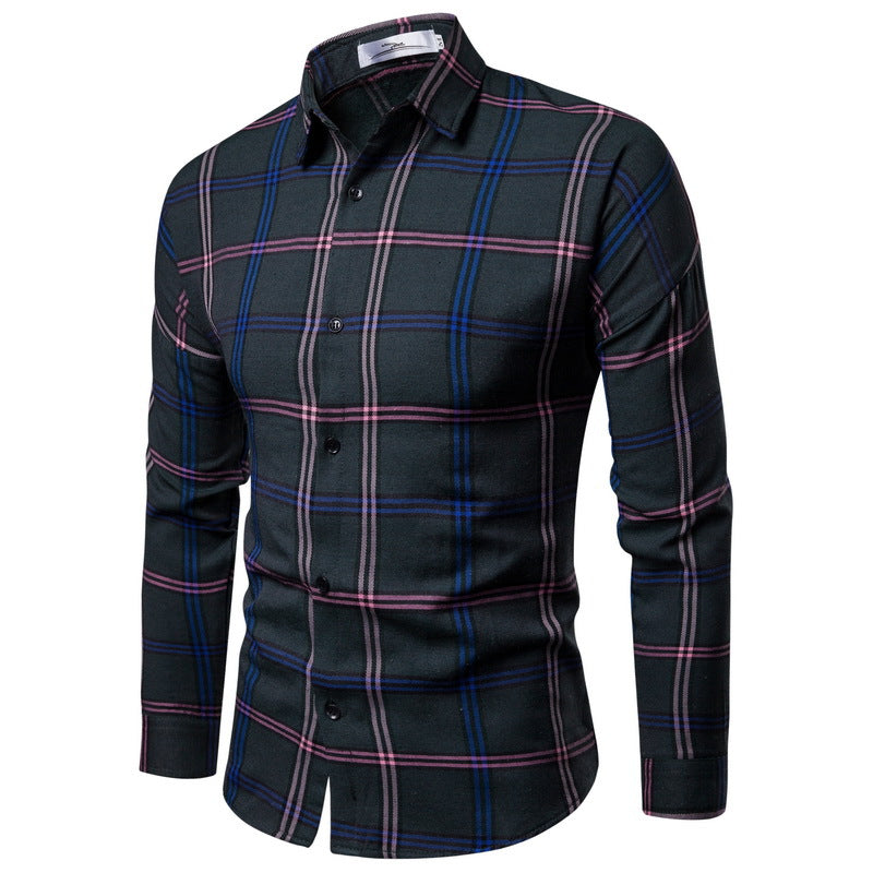 Men's checked long-sleeve shirt made of soft flowing cotton blend Lisslune