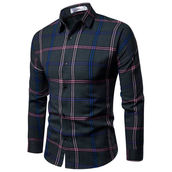 Men's checked long-sleeve shirt made of soft flowing cotton blend Lisslune
