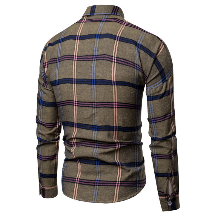 Men's checked long-sleeve shirt made of soft flowing cotton blend Lisslune