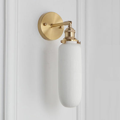 Skørter | Porcelain Wall Light with Brass Lamp Holder Dining Room Foyer 5/6/8.5 inches wide 1 Light Modern Wall Lamp in White