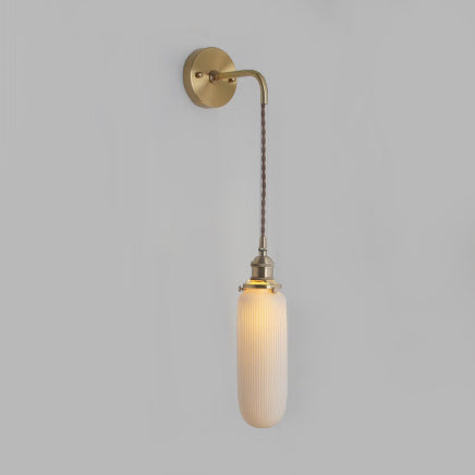 Skørter | Porcelain Wall Light with Brass Lamp Holder Dining Room Foyer 5/6/8.5 inches wide 1 Light Modern Wall Lamp in White
