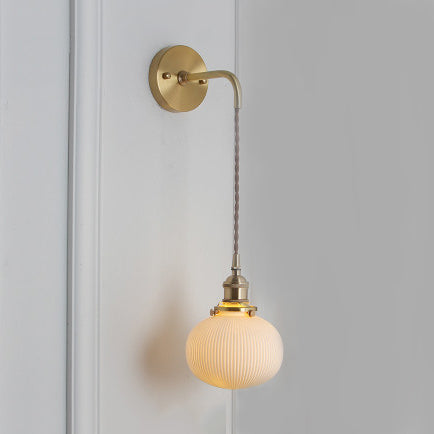 Skørter | Porcelain Wall Light with Brass Lamp Holder Dining Room Foyer 5/6/8.5 inches wide 1 Light Modern Wall Lamp in White