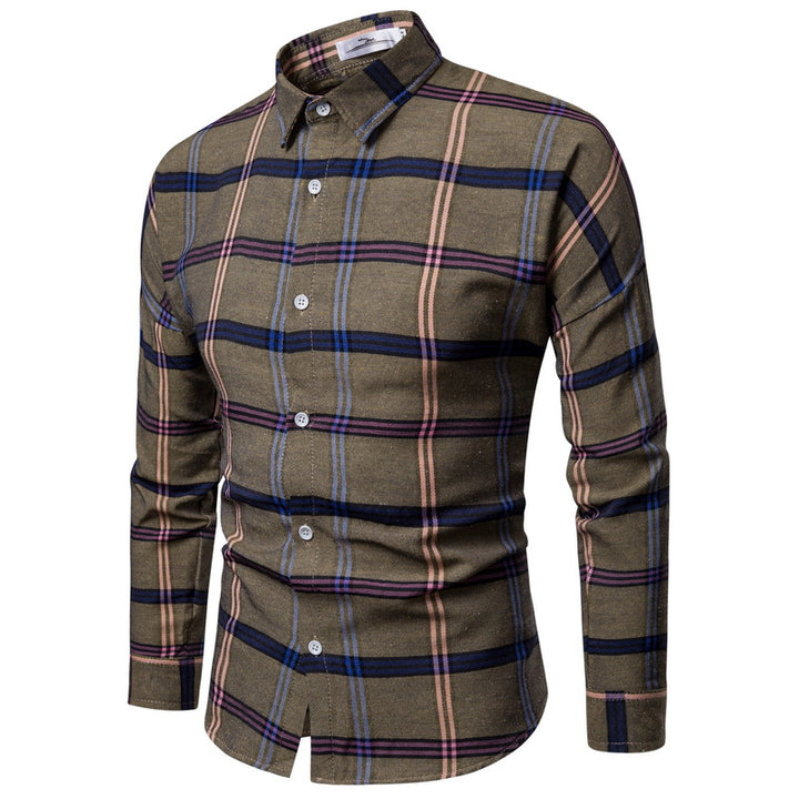 Men's checked long-sleeve shirt made of soft flowing cotton blend Lisslune