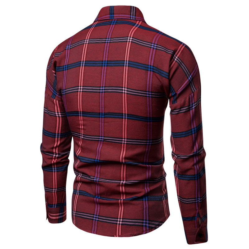 Men's checked long-sleeve shirt made of soft flowing cotton blend Lisslune