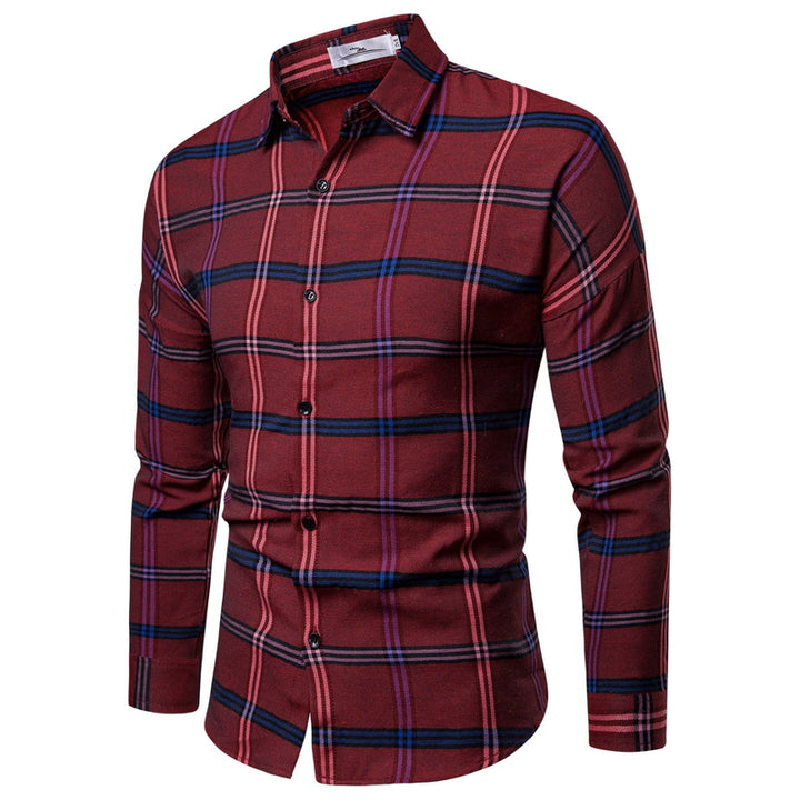 Men's checked long-sleeve shirt made of soft flowing cotton blend Lisslune