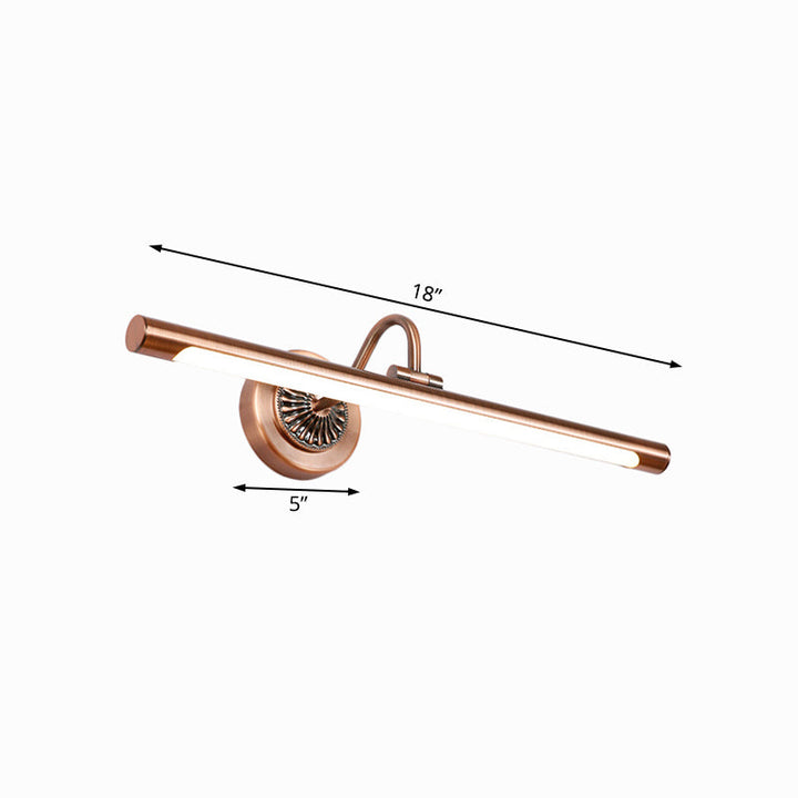 Skørter | Modernist style tube metal wall lamp 18"/22" W LED wall-mounted lamp in weathered copper/brushed brass, warm/white light