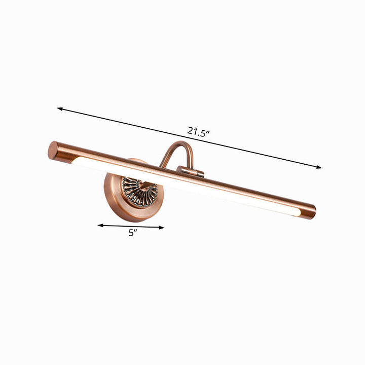 Skørter | Modernist style tube metal wall lamp 18"/22" W LED wall-mounted lamp in weathered copper/brushed brass, warm/white light
