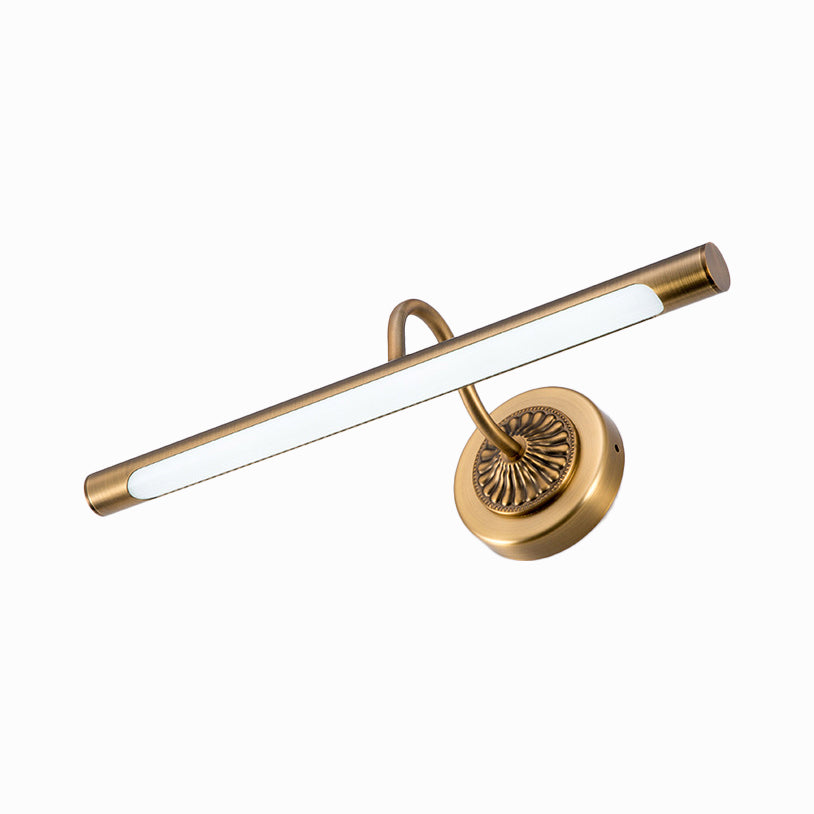 Skørter | Modernist style tube metal wall lamp 18"/22" W LED wall-mounted lamp in weathered copper/brushed brass, warm/white light