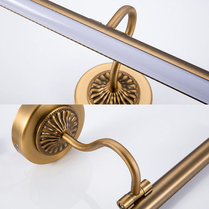 Skørter | Modernist style tube metal wall lamp 18"/22" W LED wall-mounted lamp in weathered copper/brushed brass, warm/white light