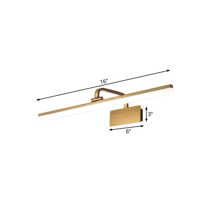 Skørter | LED Indoor Wall Lamp with ultra-thin acrylic shade brushed brass makeup wall lamp in warm/white light, 16"/19.5" W
