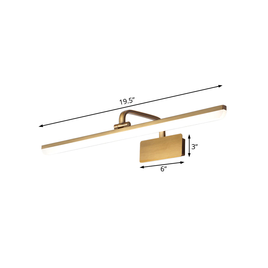 Skørter | LED Indoor Wall Lamp with ultra-thin acrylic shade brushed brass makeup wall lamp in warm/white light, 16"/19.5" W